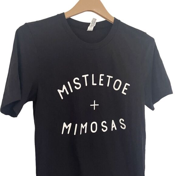 Christmas Mistletoe and Mimosas Tee Shirt Size Large Xmas Holiday Funny - Picture 2 of 6